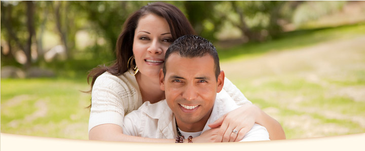 smiling couple outside